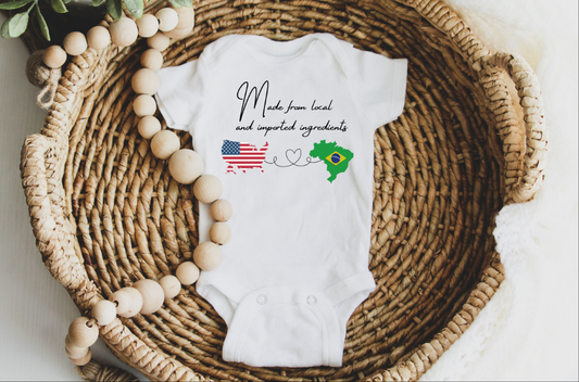 Cute Baby Onesie with Custom Countries of Parents Origin - Newborn Announcement One-Piece